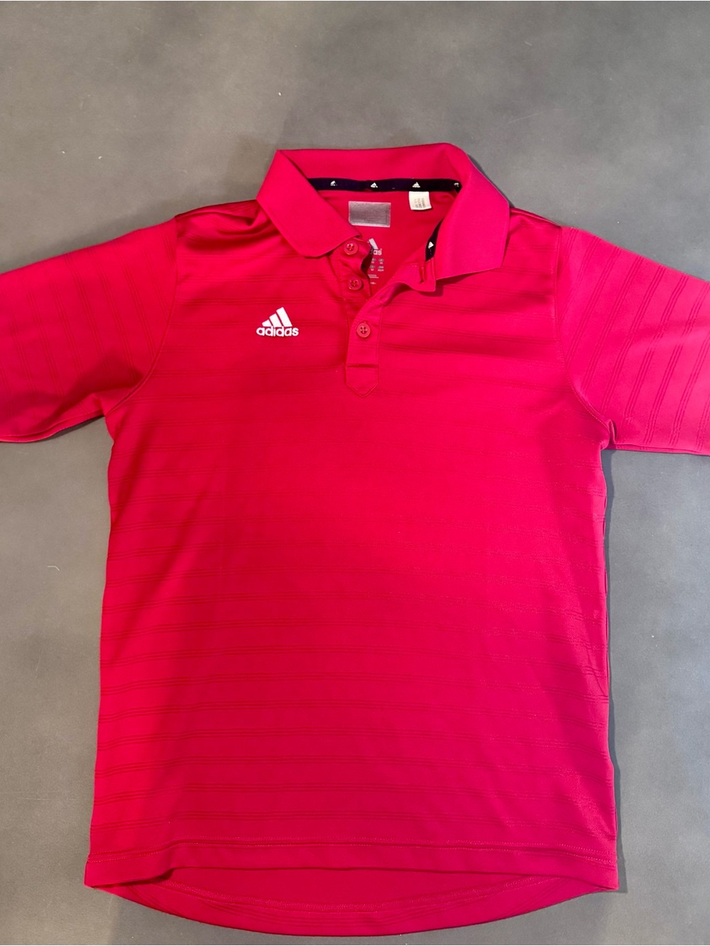 Adidas Kids Junior Boys Golf Polo shirt sleeved T shirt Red striped Sz XS 12-14Y